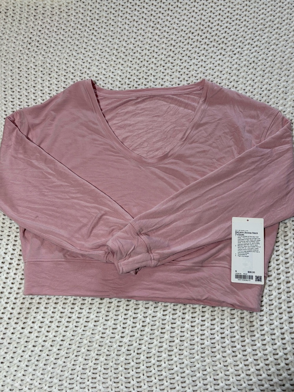 lululemon pink haze BeCalm scoop neck pullover size small